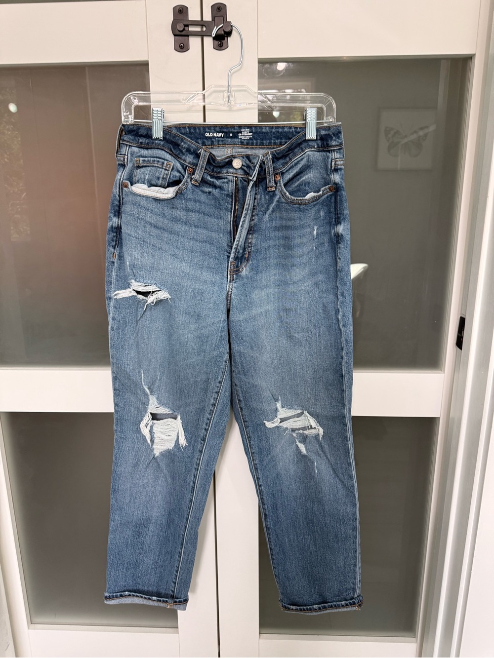 Old Navy Ripped Mid-Blue Crop Jeans